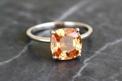 1.5 Carat Cushion Orange-Pinkish Sapphire Solitaire Engagement Ring