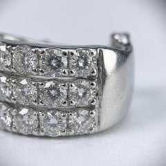 1.5 Carat Diamond 14k White Gold Three-Row Half Hoop Earrings