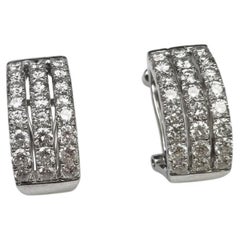 1.5 Carat Diamond 14k White Gold Three-Row Half Hoop Earrings