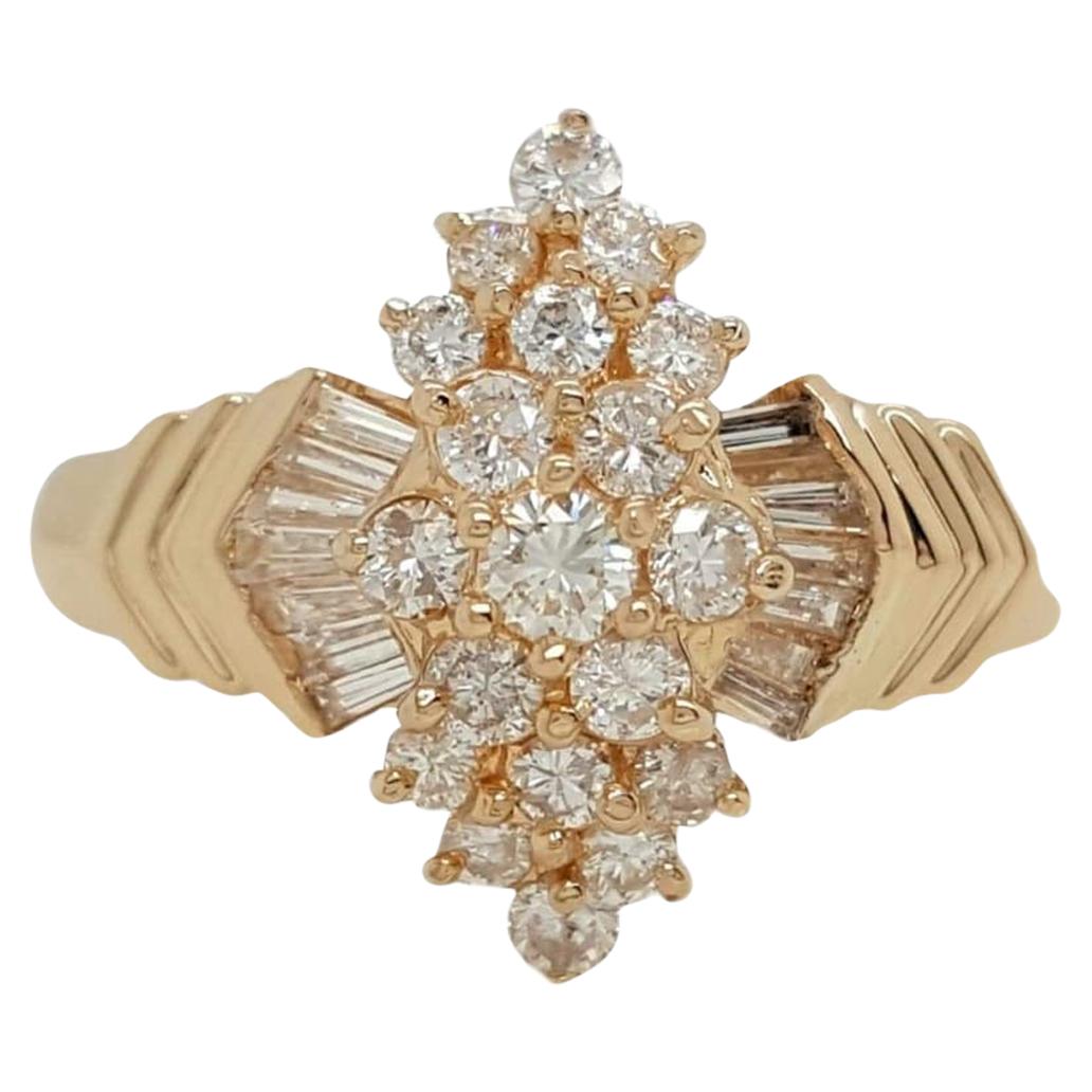 1.5 Carat Diamond Cocktail Ring Set in 18 Karat Yellow Gold For Sale