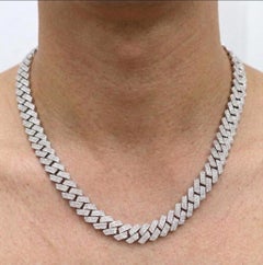15 Carat Diamond Cuban Link Necklace in 10k White Gold