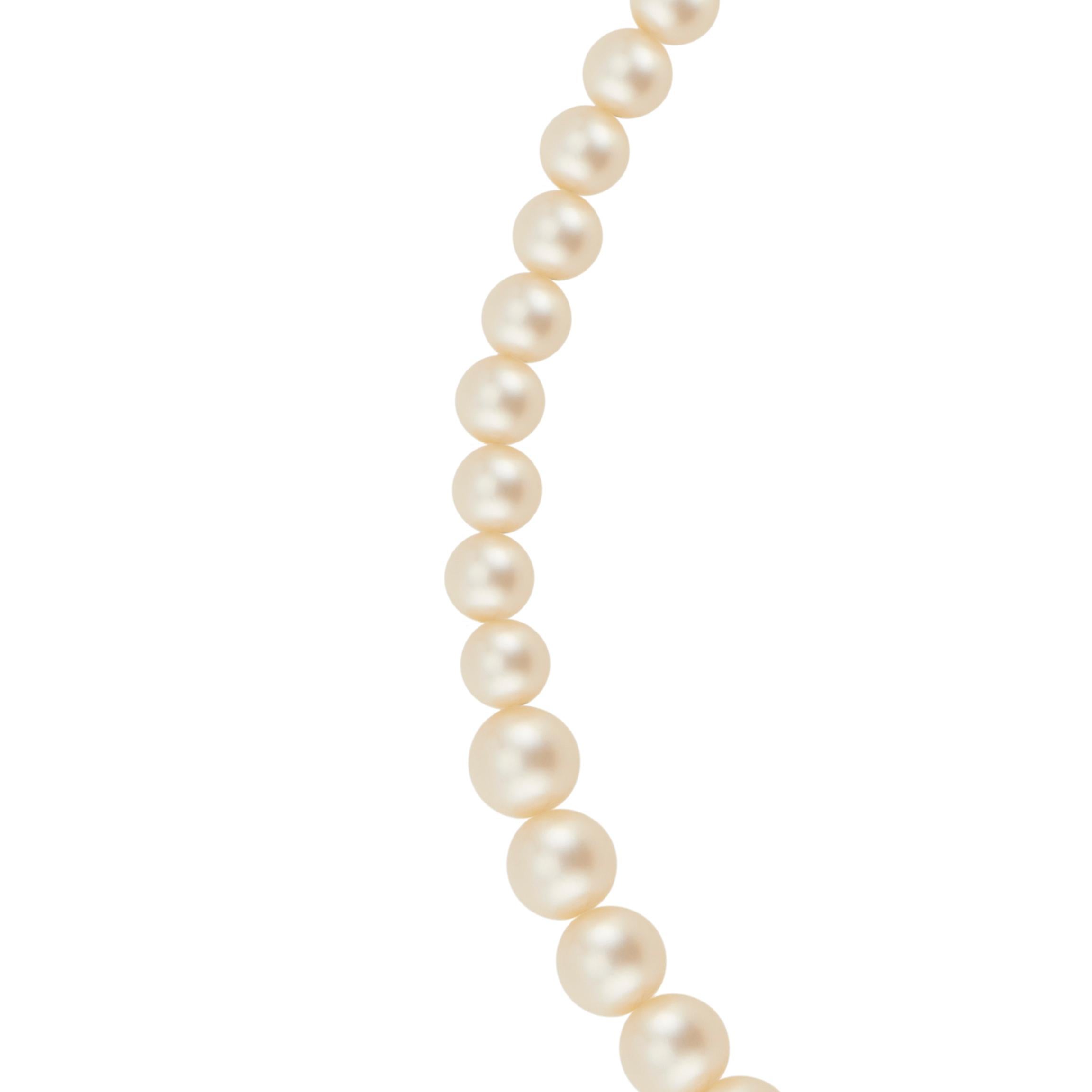 .15 Karat Diamant-Zuchtperlen-Halskette aus Weißgold (Rundschliff) im Angebot