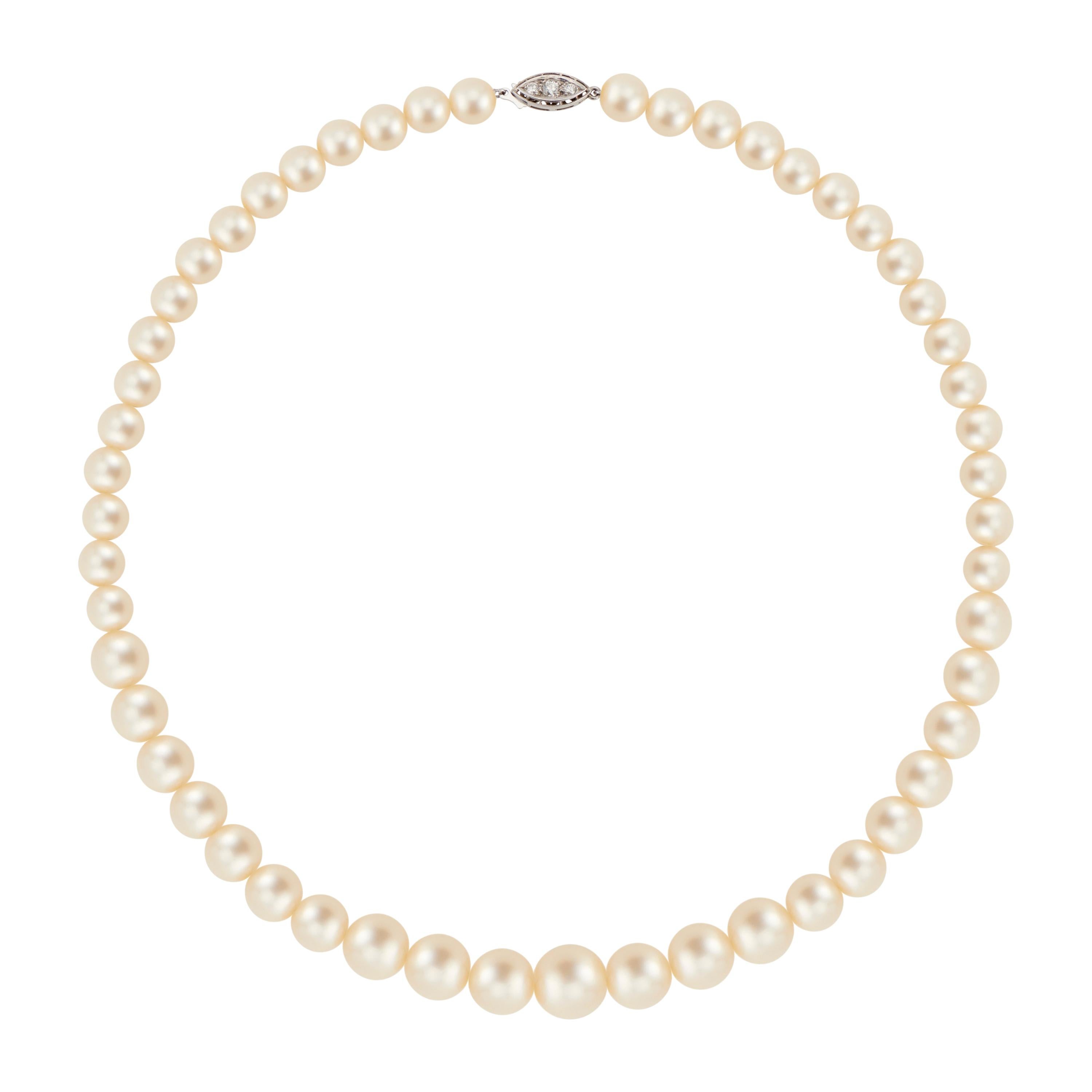 .15 Karat Diamant-Zuchtperlen-Halskette aus Weißgold