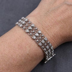 1.5 Carat Diamond Heart Link Wide Bracelet in 18k White Gold