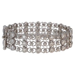 1.5 Carat Diamond Heart Link Wide Bracelet in 18k White Gold