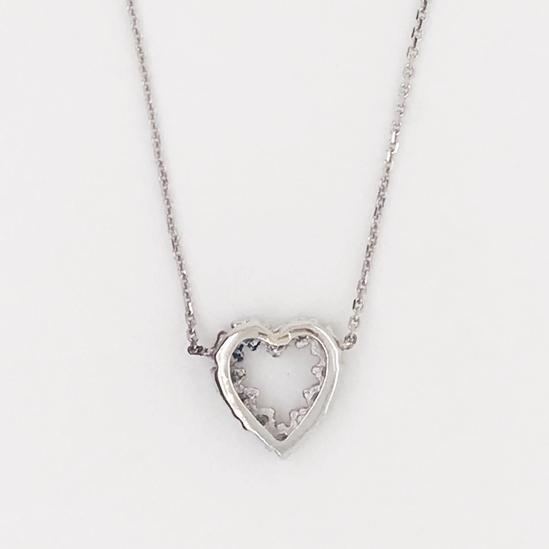Diamond Heart Necklace, 14 Karat White Gold Diamond Heart Necklace For Sale 1
