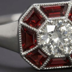 1.5 Carat Diamond Ruby Art Deco Style Cocktail Ring