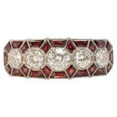 1.5 Carat Diamond Ruby Art Deco Style Cocktail Ring