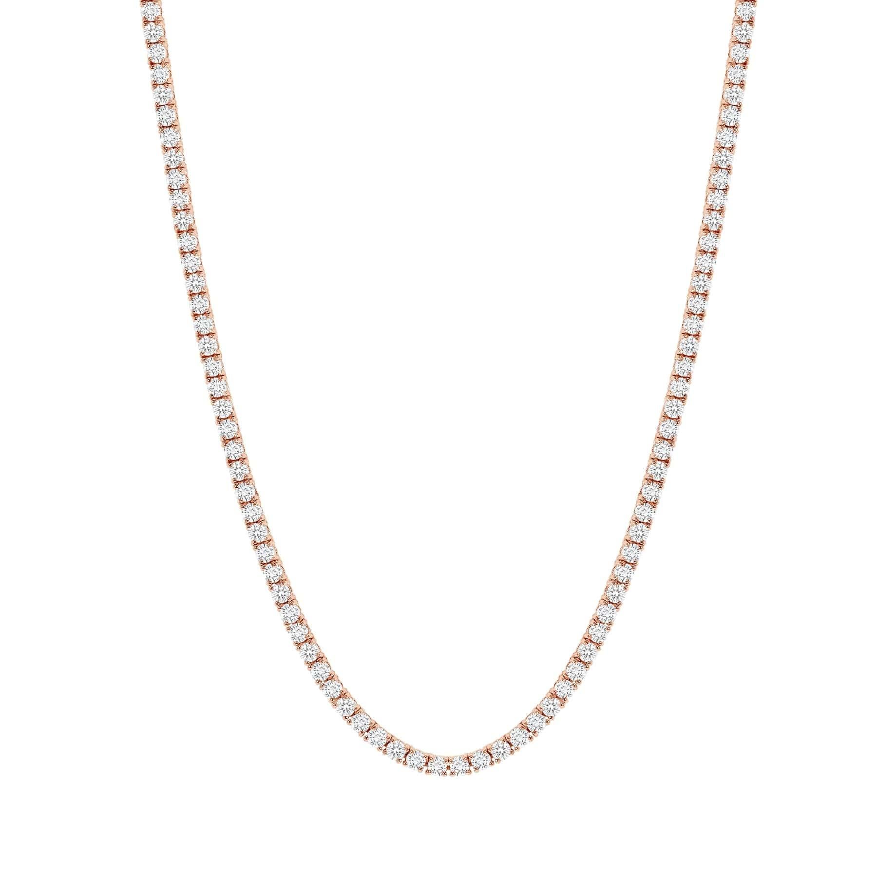 15 Karat Diamant-Tennis-Halskette - runder Diamant (Moderne) im Angebot