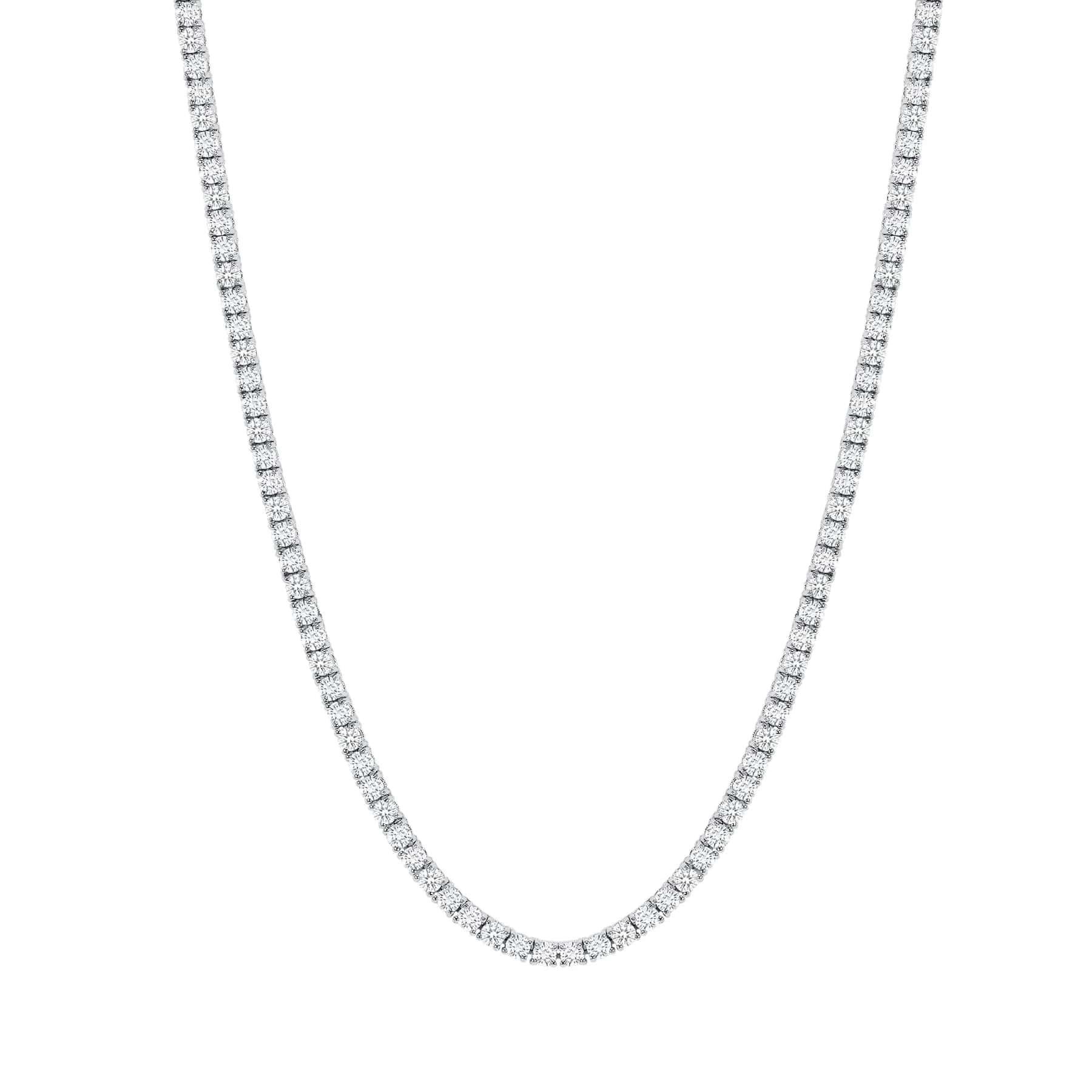 15 Karat Diamant-Tennis-Halskette - runder Diamant im Zustand „Neu“ im Angebot in Los Angeles, CA