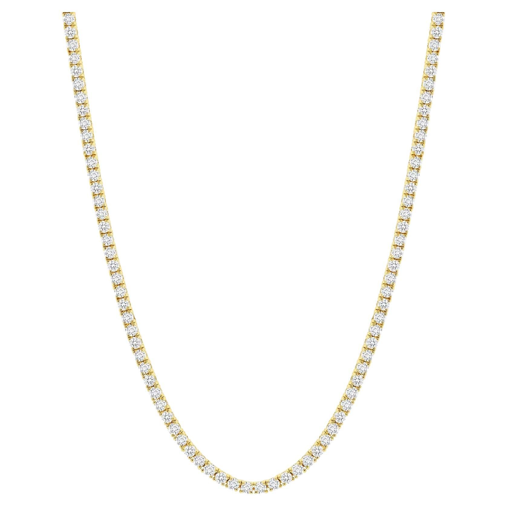 15 Carat Round Diamond 15K Gold Tennis Necklace