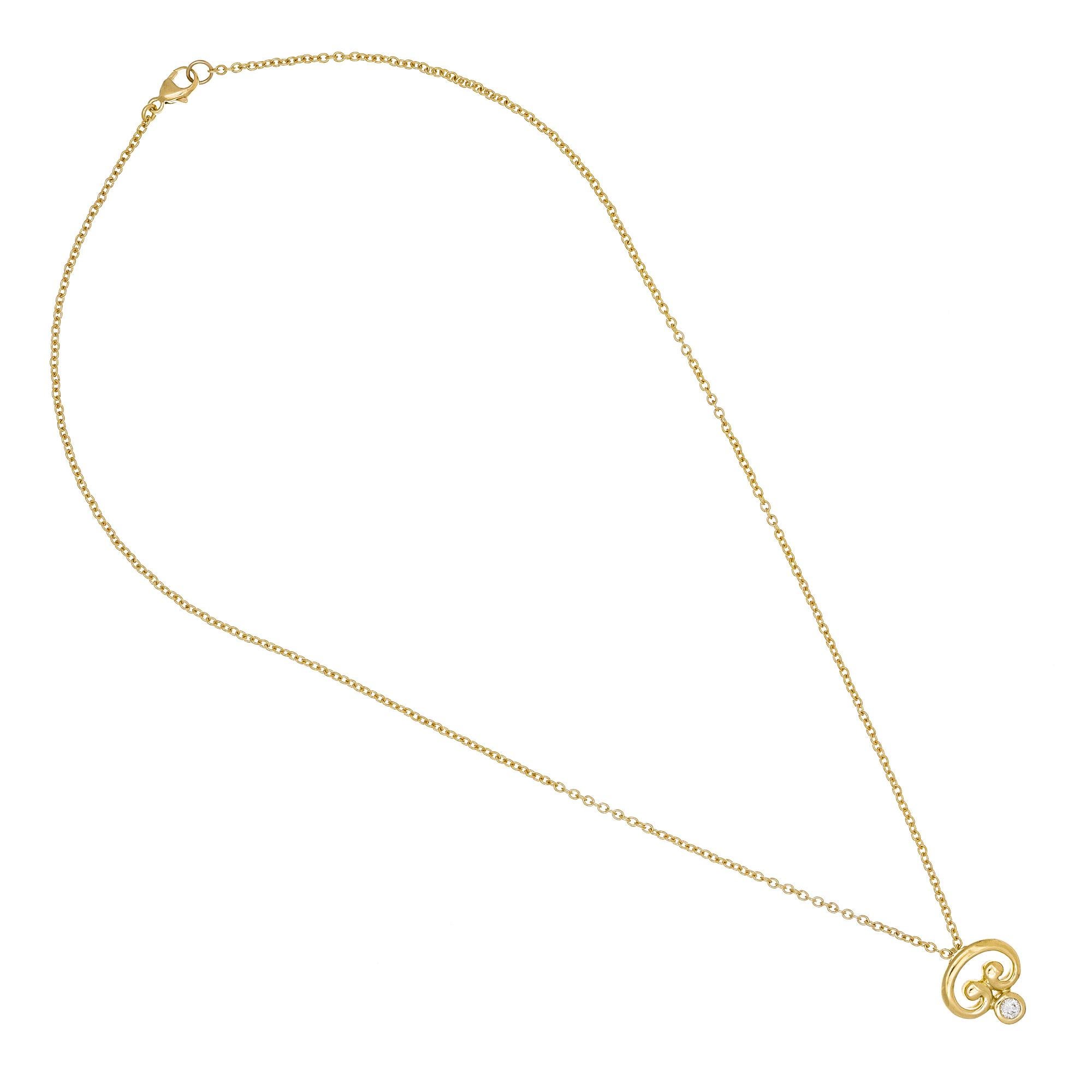 Collier à pendentif en or jaune avec diamants de forme libre de 0,15 carat Pour femmes en vente