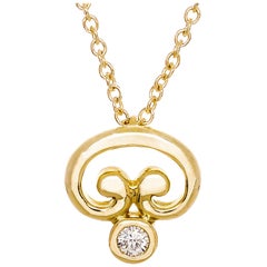 .15 Carat Diamond Yellow Gold Freeform Pendant Necklace