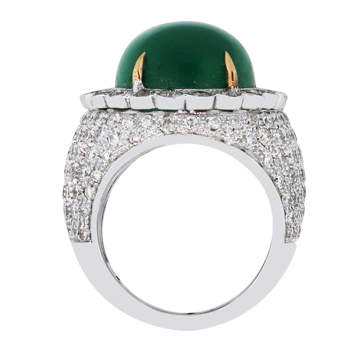 Round Cut 15 Carat Emerald Cocktail Ring