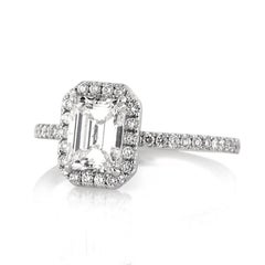 1.5 Carat Emerald Diamond Ring 14K White Gold Elegant Sparkle