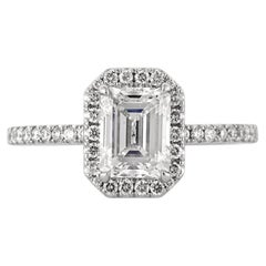 1.5 Carat Emerald Diamond Ring 14K White Gold Elegant Sparkle
