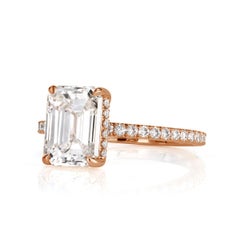 1.5 Carat Emerald Diamond Ring 14K White Gold Refined Light