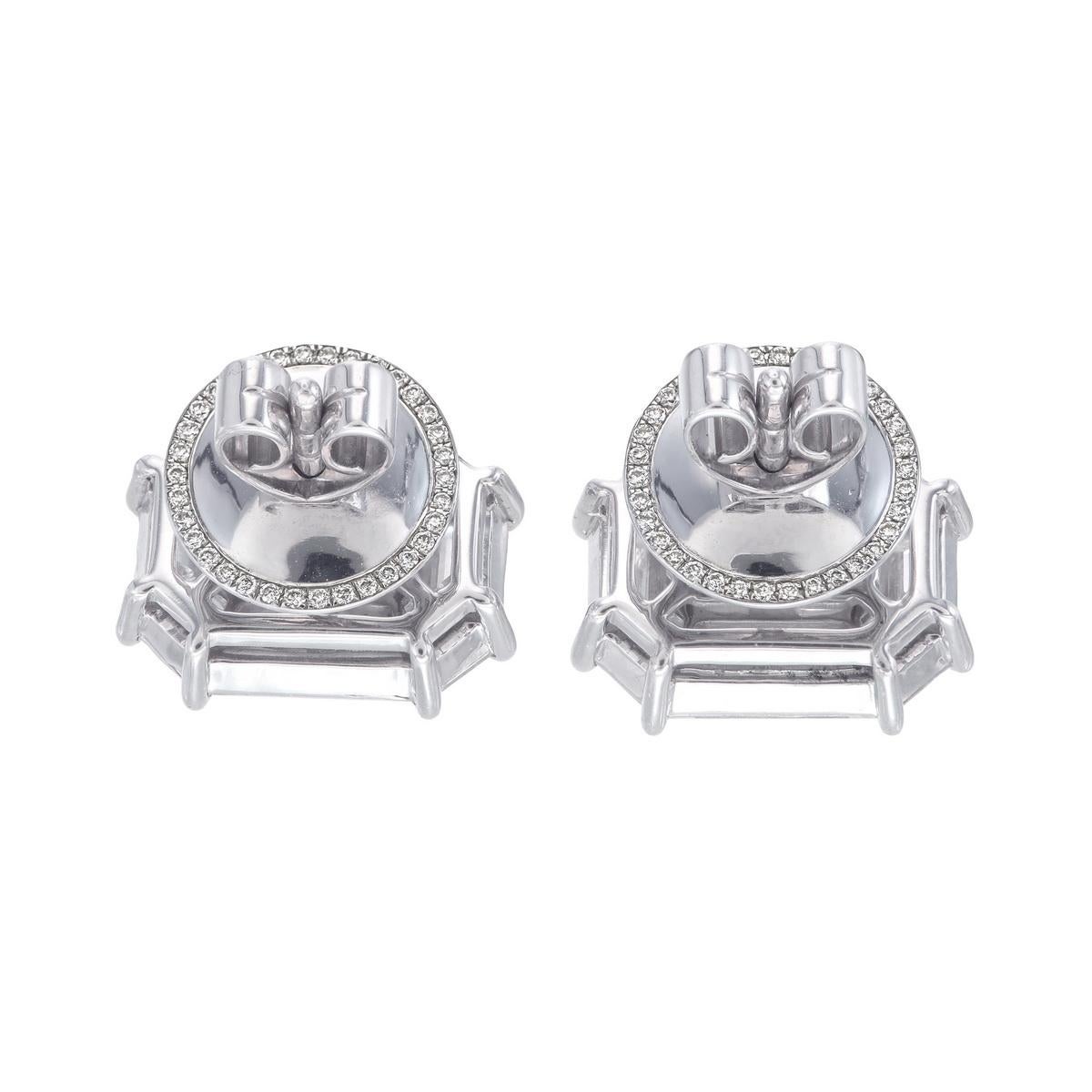 Anglo-Indian 15 carat face up Invisible set emerald cut shaped piecut diamond earrings For Sale