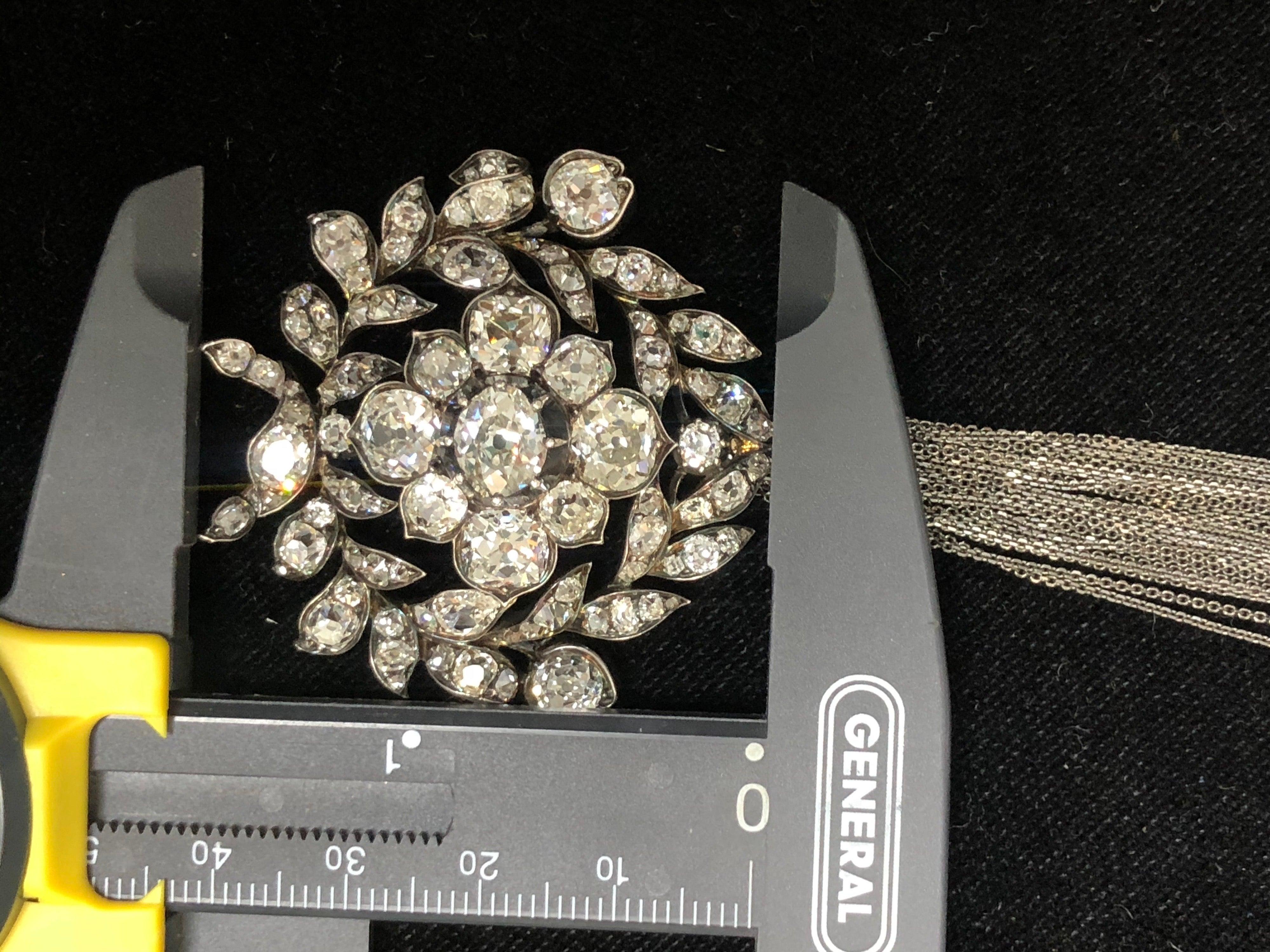 Women's 15 Carat Georgian Diamond Pendant Brooch