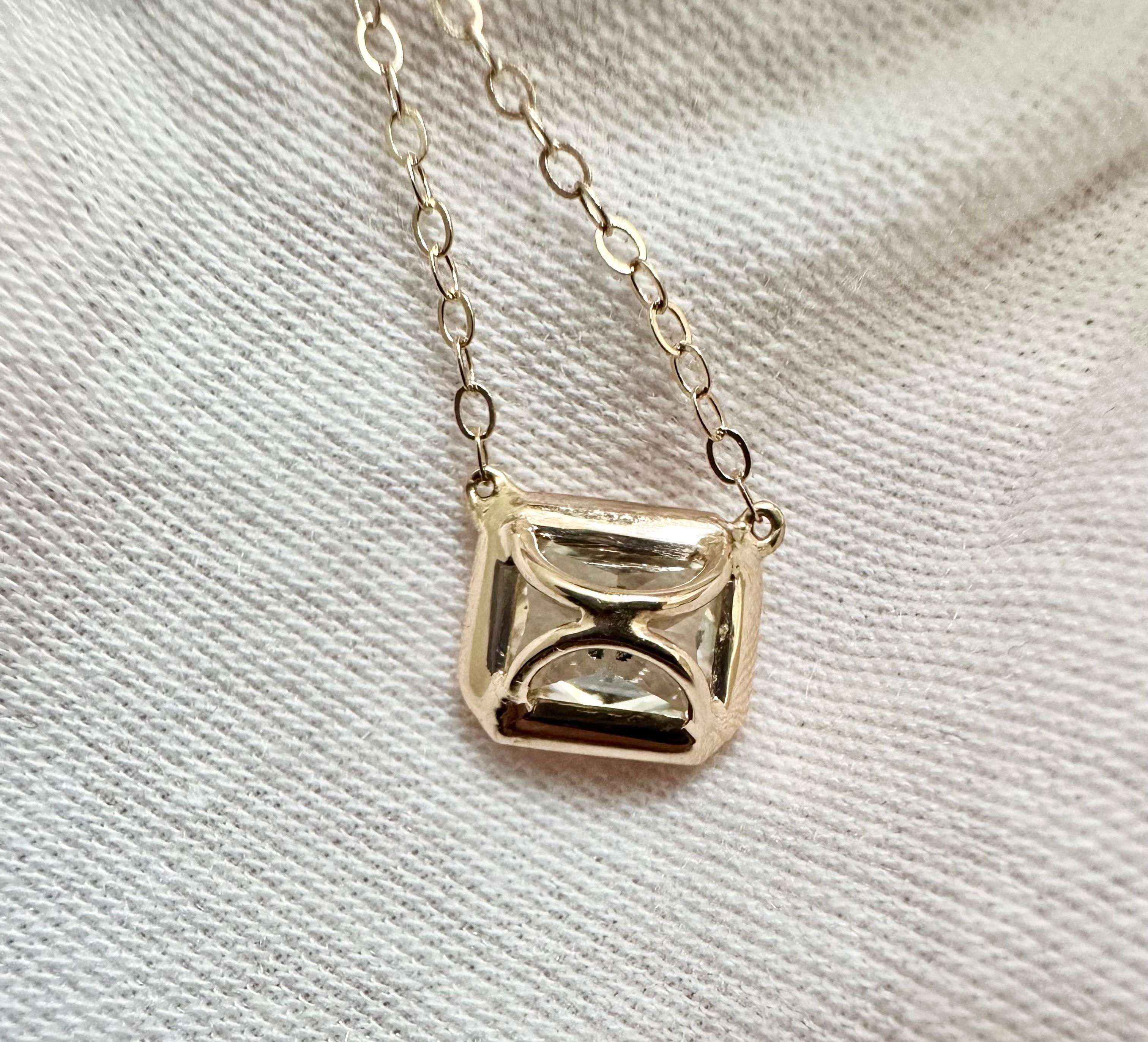 1.5 Carat GIA Certified Radiant Cut Diamond Pendant Necklace In 14k Yellow Gold In New Condition In Houston, TX