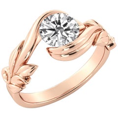 1.5 Carat GIA Diamond Engagement Ring, Leaf Unique Diamond Ring