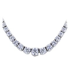 15 Carat Gradual Round Cut Diamond Tennis Necklace 18 Karat White Gold