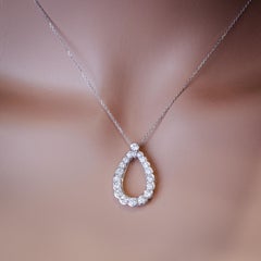 1.5 Carat Graduated Pear Frame Round Diamond Pendant in 14k White Gold Ref801