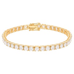 Bracciale da tennis con diamanti taglio brillante rotondo da 15 carati H/SI in oro giallo 18 carati da 7 pollici