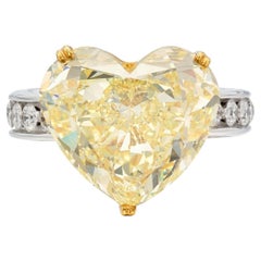 15 Carat Heart Shape Statement Fancy Yellow A Crown-Worthy  Rarity Diamond Ring