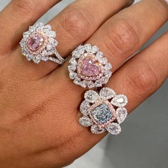 1.5 Carat Heart Shape Statement Fancy Pink 14K White Gold  Diamond Ring