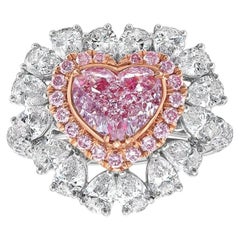 1.5 Carat Heart Shape Statement Fancy Pink 14K White Gold  Diamond Ring