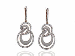 Enameled, 1.5 Carat Diamond Knot Earrings, Rose Quality Drops