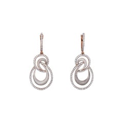 Enameled, 1.5 Carat Diamond Knot Earrings, Rose Quality Drops