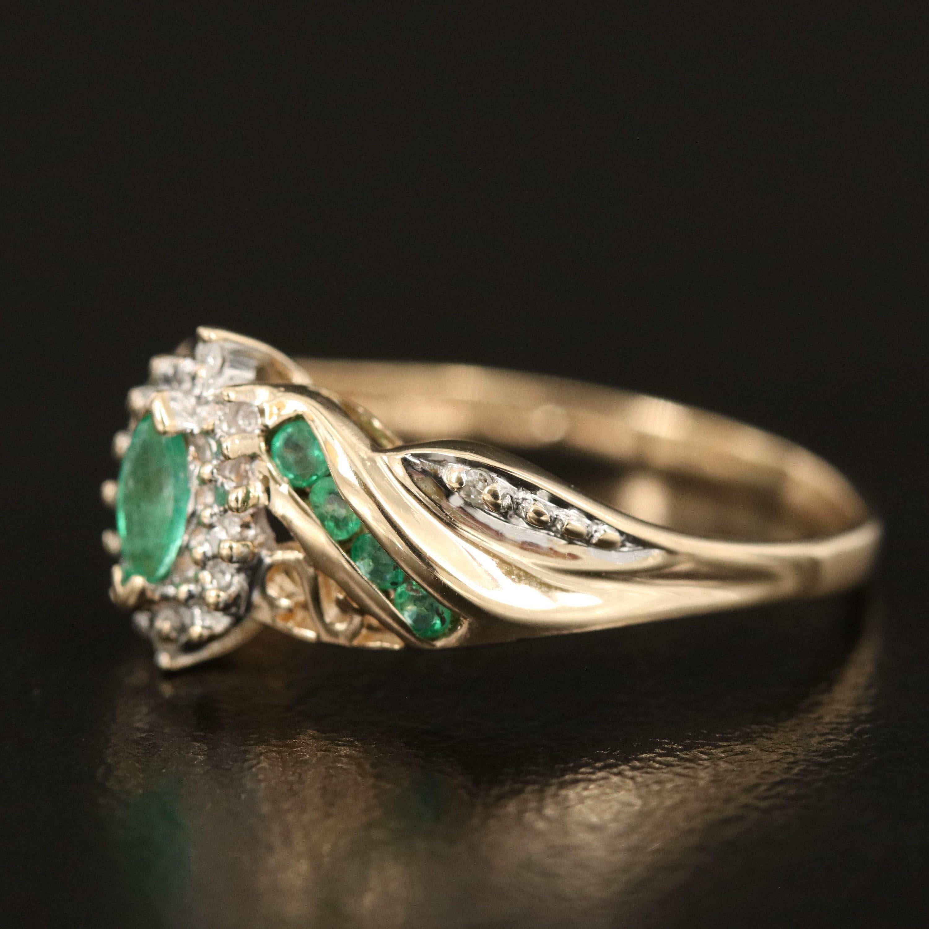 For Sale:  1.5 Carat Marquise Cut Emerald Diamond Bridal Ring Diamond Emerald Cocktail Ring 3