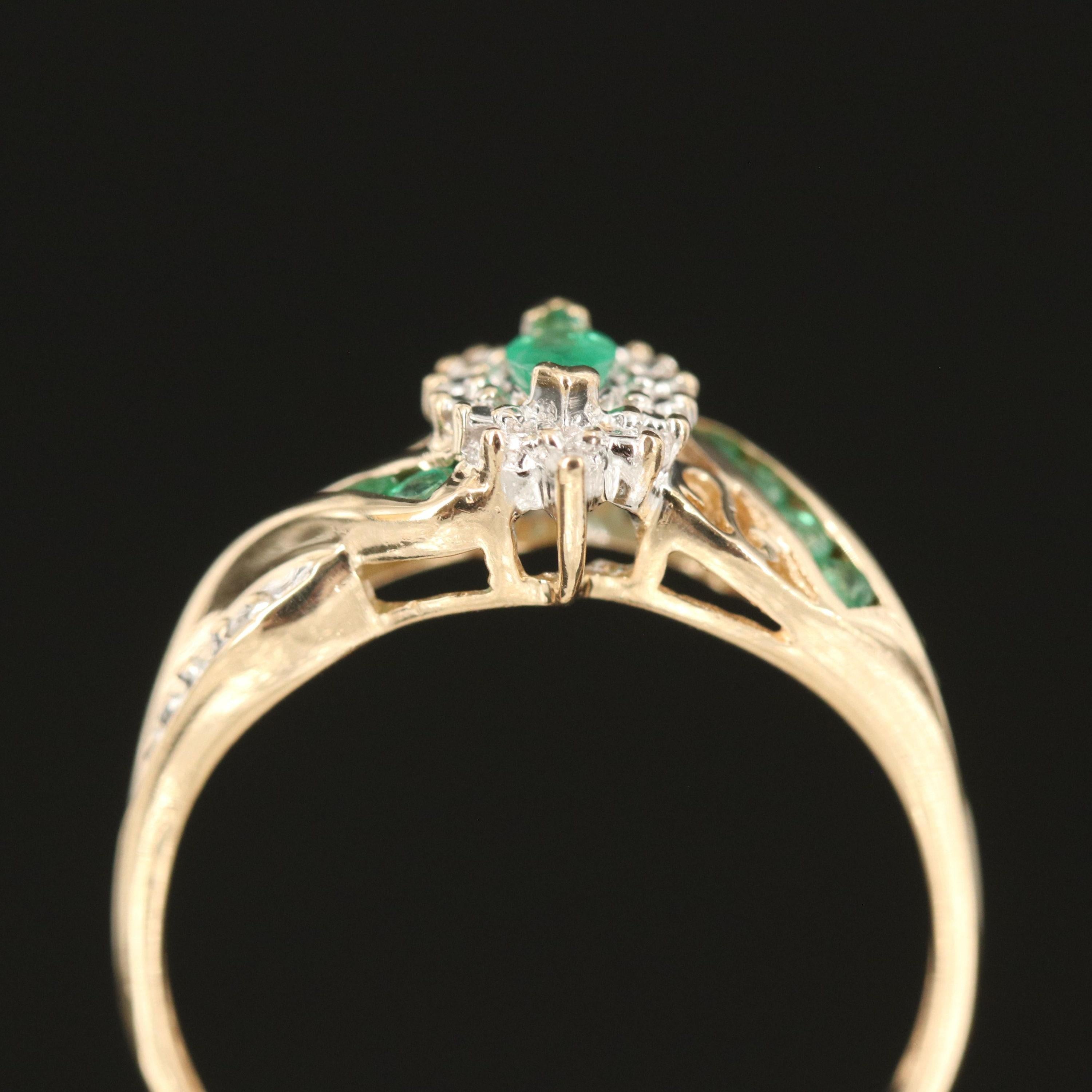 For Sale:  1.5 Carat Marquise Cut Emerald Diamond Bridal Ring Diamond Emerald Cocktail Ring 5