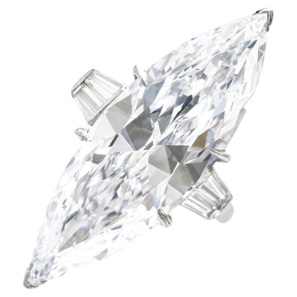 15 Carat Marquise Statement Brilliant White / D color FL/IF  Diamond Ring For Sale