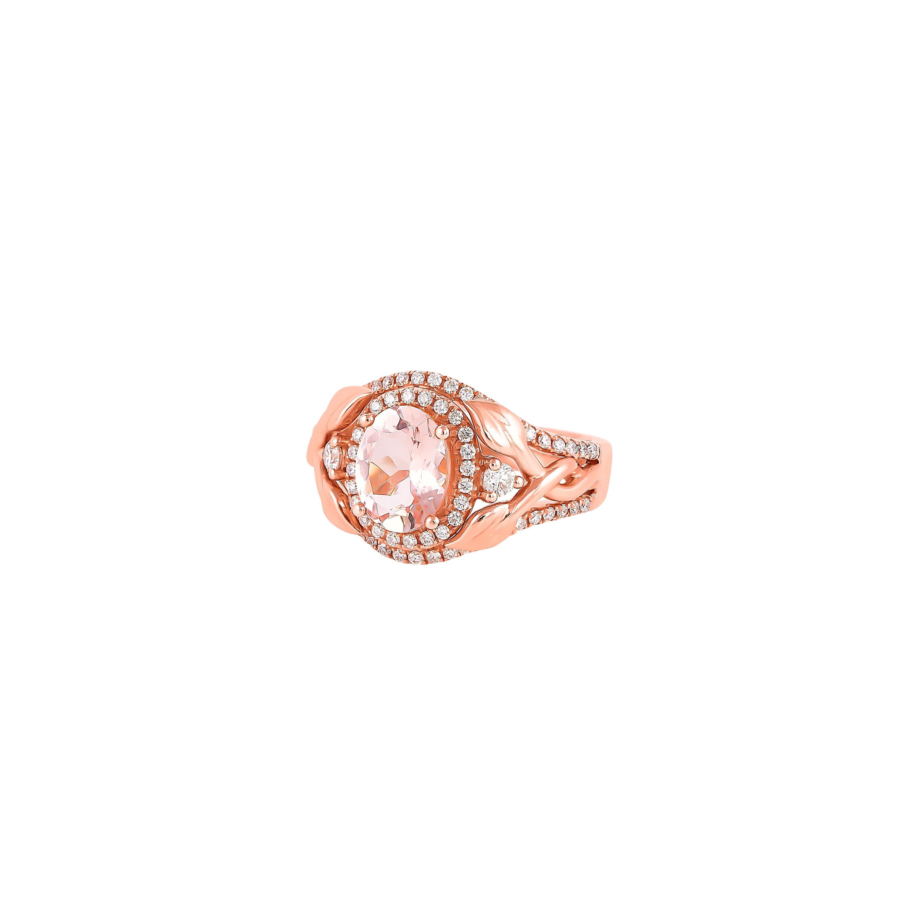 1,5 Karat Morganit und Diamant-Ring aus 18 Karat Roségold (Zeitgenössisch) im Angebot