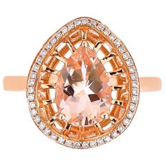 Sunita Nahata Morganite 1.50ct. Fancy Ring in 18Karat Rose Gold with Diamond.