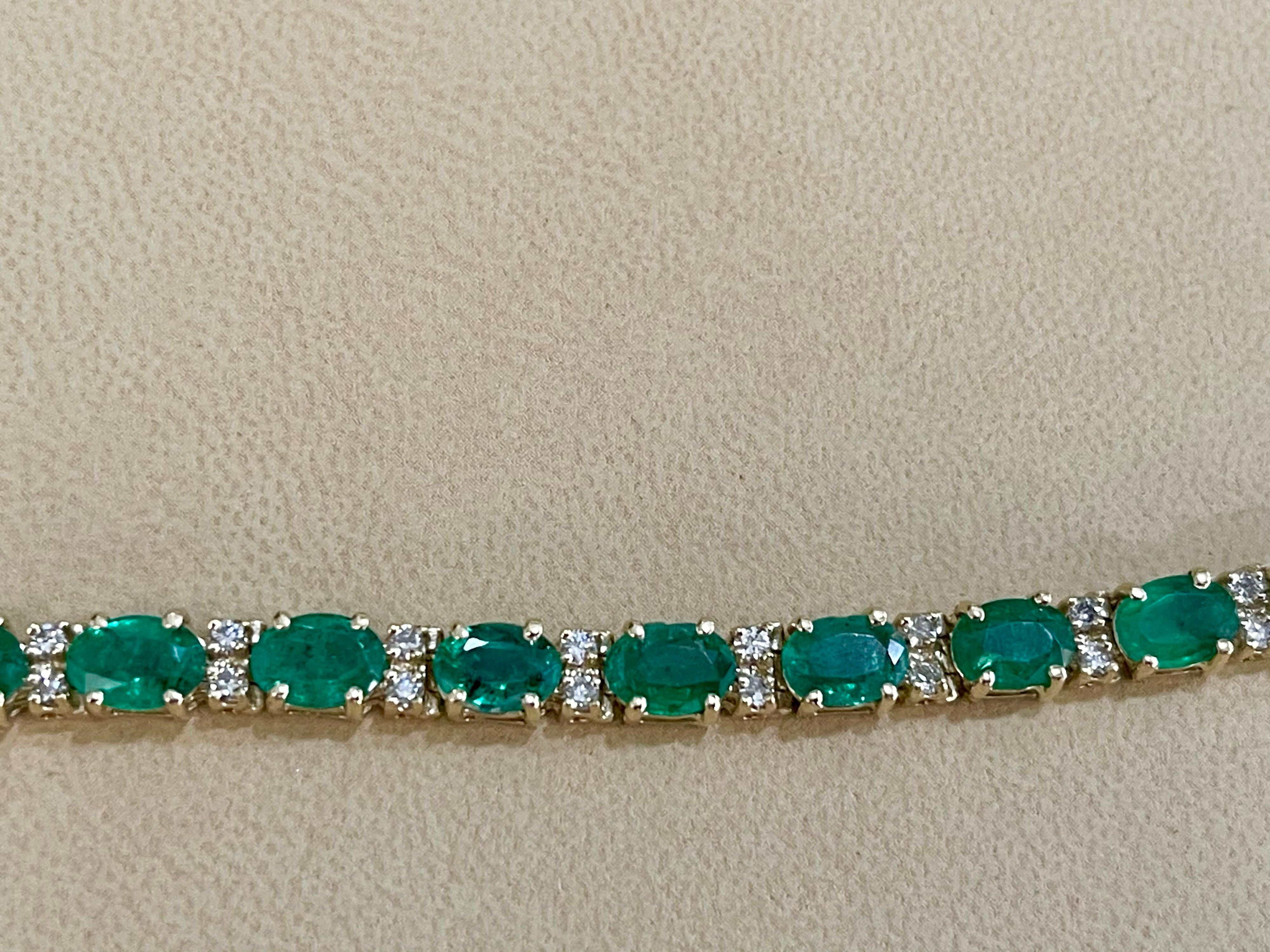 15 Carat Natural Emerald & Diamond Cocktail Tennis Bracelet 14 Karat Yellow Gold 3