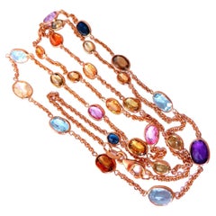 Collier « Yard » en saphir naturel, aigue-marine et améthyste de 15 carats, en or 14 carats*