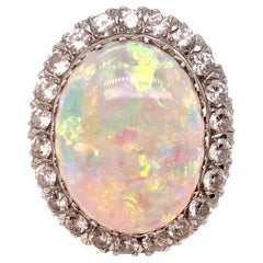 Vintage 15 Carat Opal and Diamond Ring