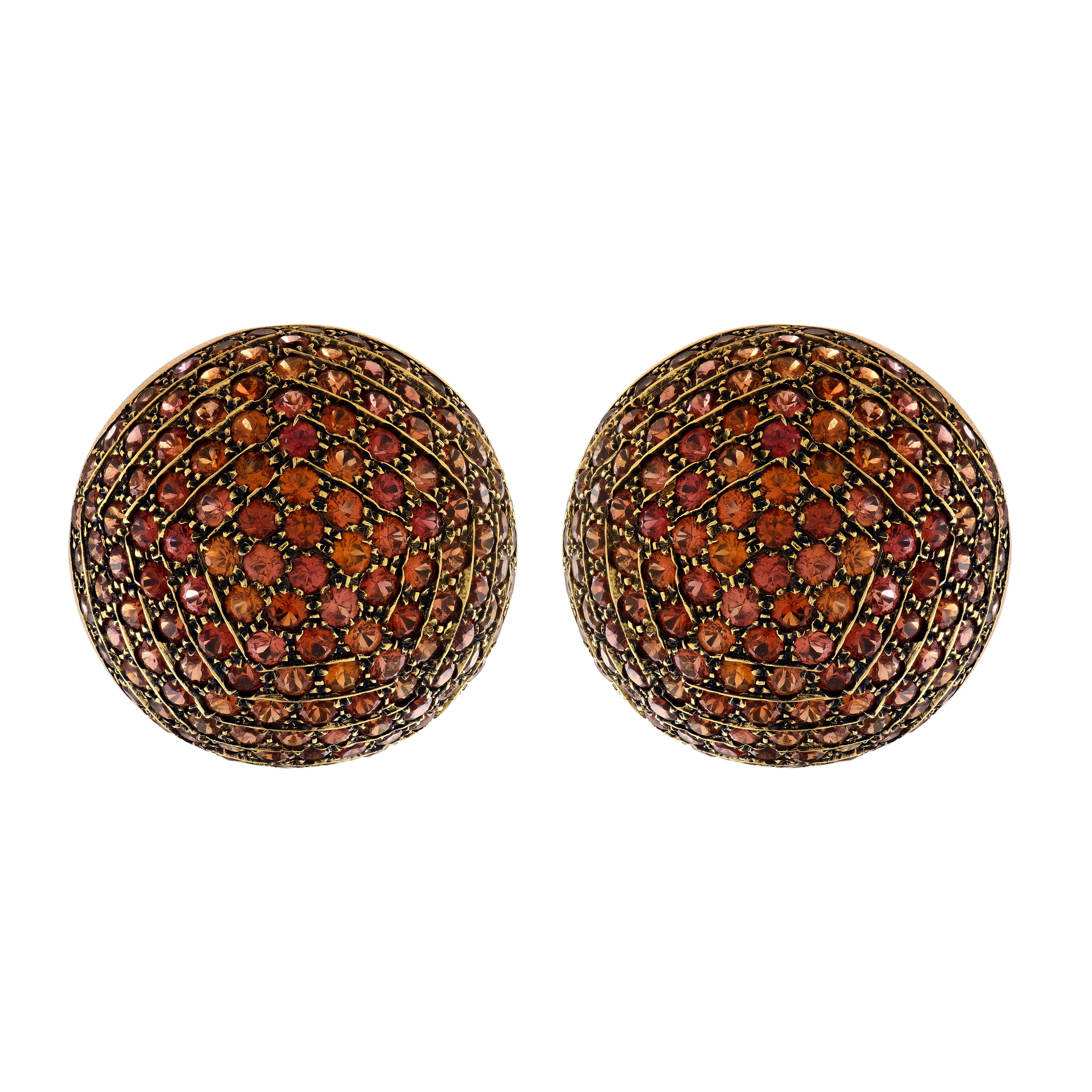 Boucles d'oreilles en saphir orange de 15 carats. Pour femmes en vente
