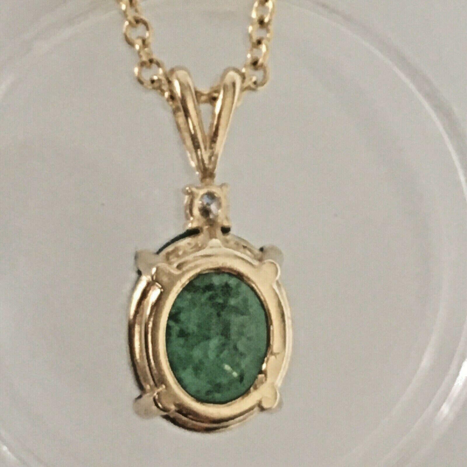 1.5 Carat Oval Cut Natural Earth Mind Emerald Diamond Prong Set Pendant Gold 14k In Excellent Condition For Sale In Santa Monica, CA