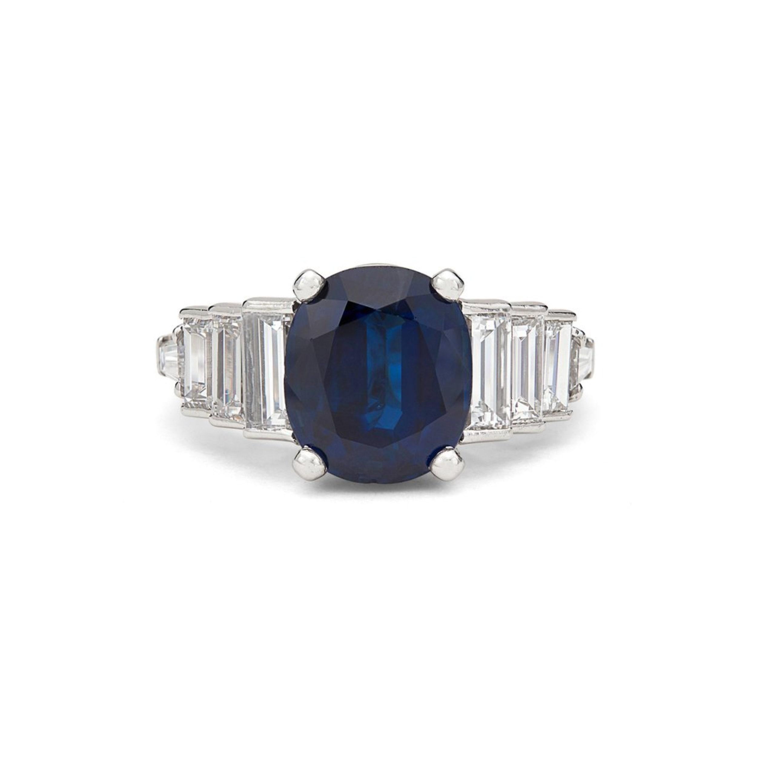 For Sale:  Antique 1.5 Carat Ceylon Sapphire and 1 CT Natural Diamond Engagement Band Ring 2