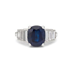 Antique 1.5 Carat Ceylon Sapphire and 1 CT Natural Diamond Engagement Band Ring
