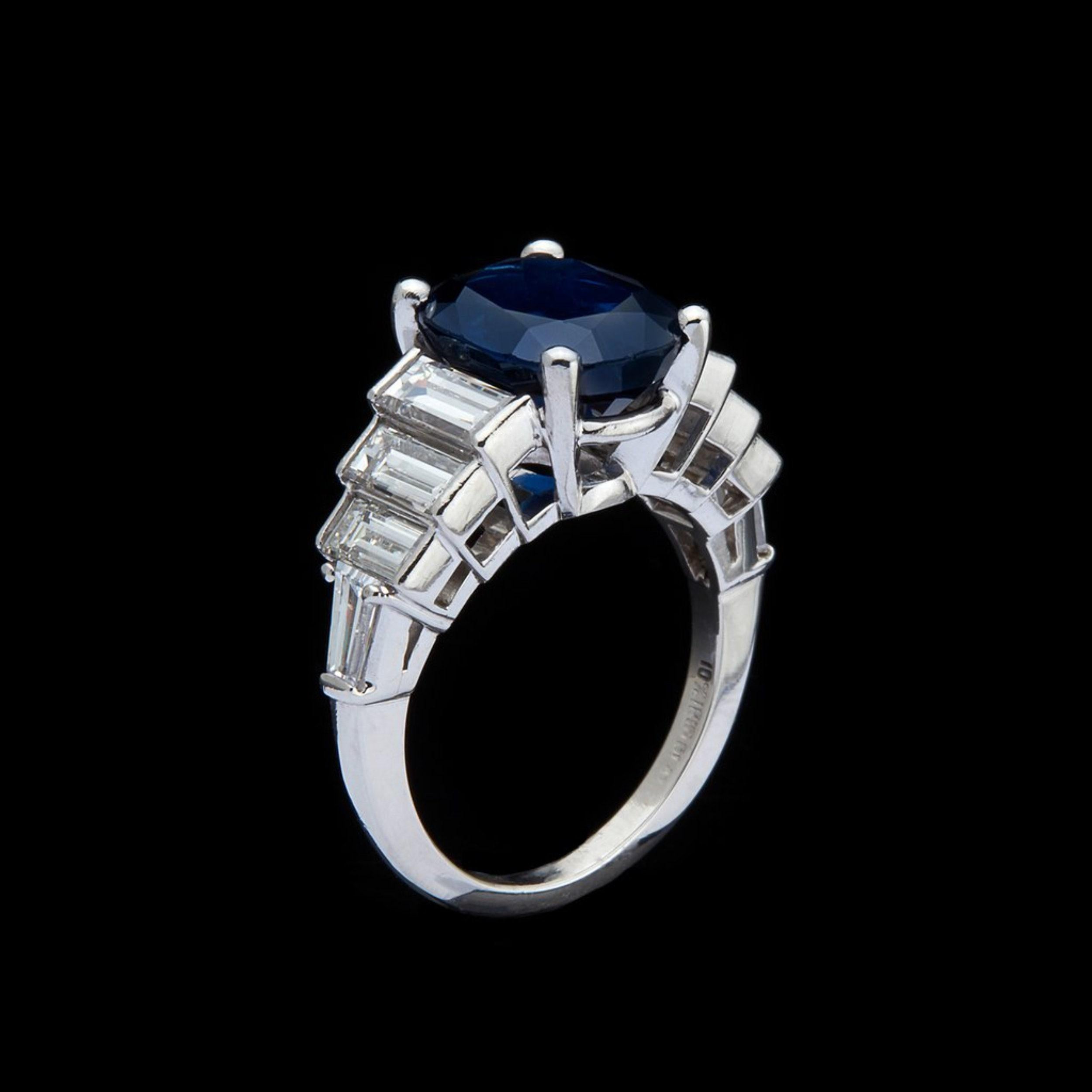 For Sale:  Antique 1.5 Carat Ceylon Sapphire and 1 CT Natural Diamond Engagement Band Ring 6