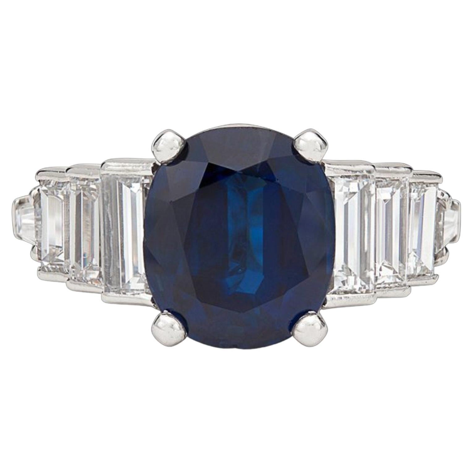 For Sale:  Antique 1.5 Carat Ceylon Sapphire and 1 CT Natural Diamond Engagement Band Ring