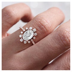 Verlobungsring mit 1,5 Karat ovalem Moissanit-Diamant-Halo, einzigartig, Art déco