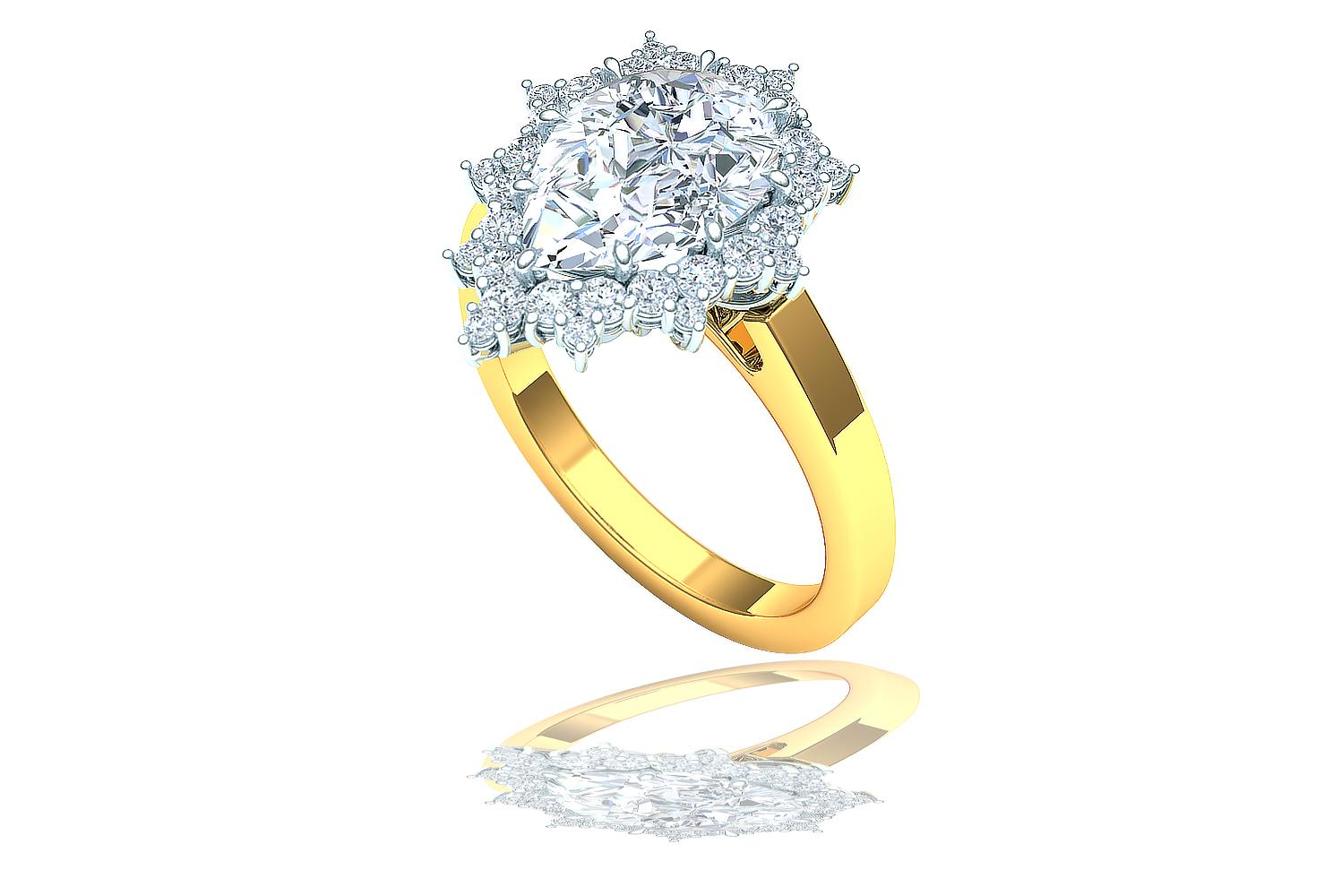 1.5 carat pear shaped diamond ring with halo