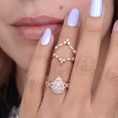 1.5 carat Pear Diamond Twist Shank Halo Engagement Ring 'Romeo'